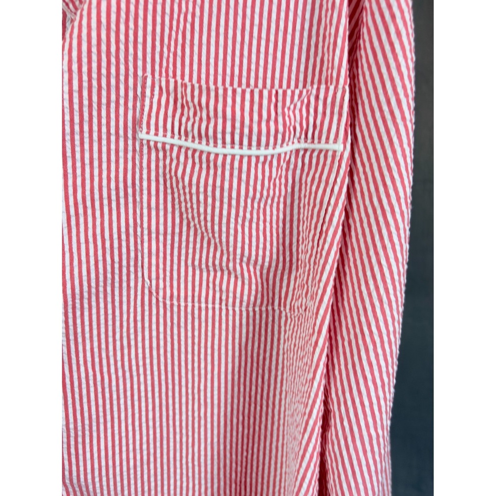 J Crew Seersucker Red White Pajama Lounge Set Long Sleeve Shorts Preppy   3X - Picture 6 of 16